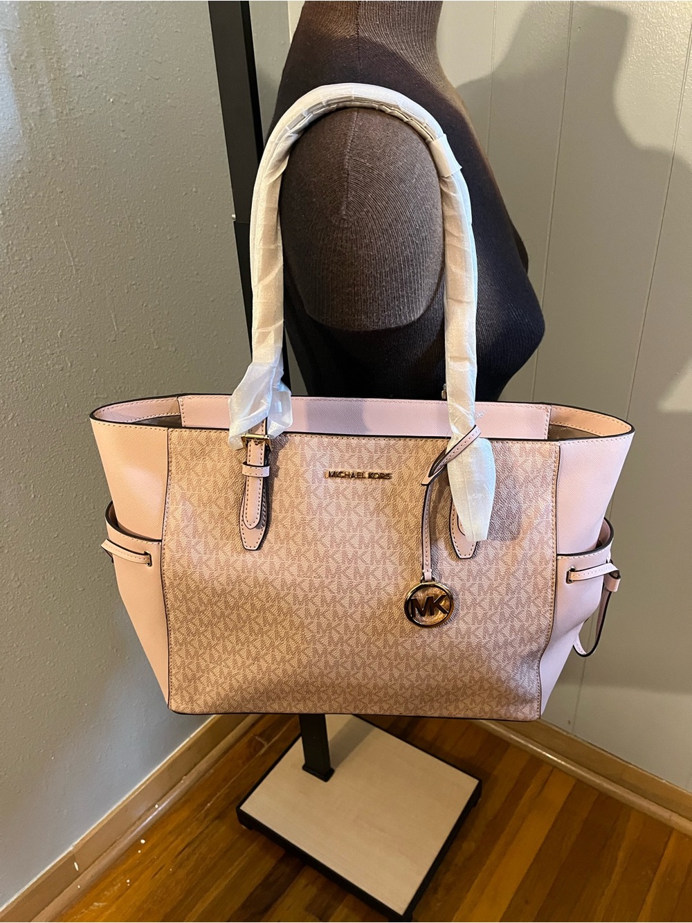 Michael Kors Blush Pink Signature Tote with Logo Charm